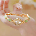 Subtle Shine Elegant Women's Jade Quartz Bracelet Watch