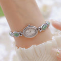 Subtle Shine Elegant Women's Jade Quartz Bracelet Watch