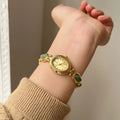 Subtle Shine Elegant Women's Jade Quartz Bracelet Watch